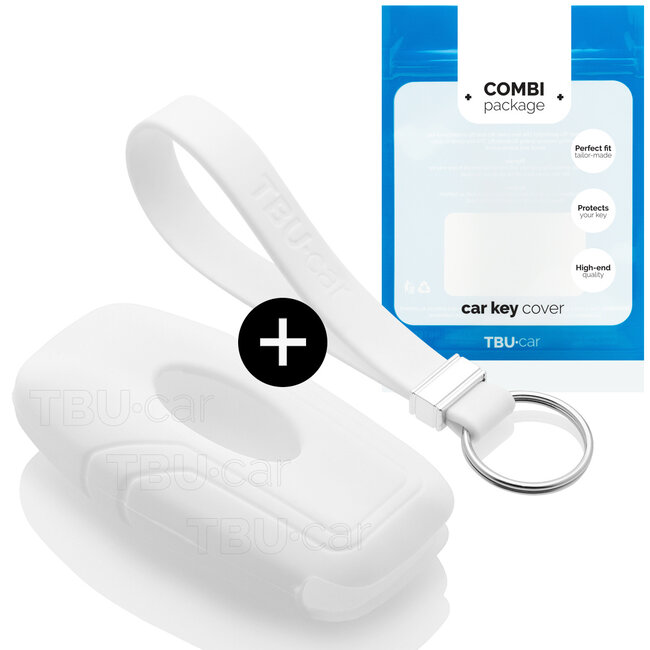 Housse de Protection clé compatible avec Ford - Coque Cover Housse étui en Silicone - Blanc