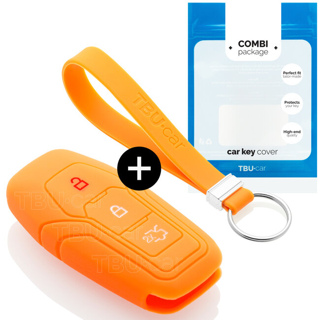 Funda Carcasa llave compatible con Ford - Funda de Silicona - Cover de Llave Coche - Naranja