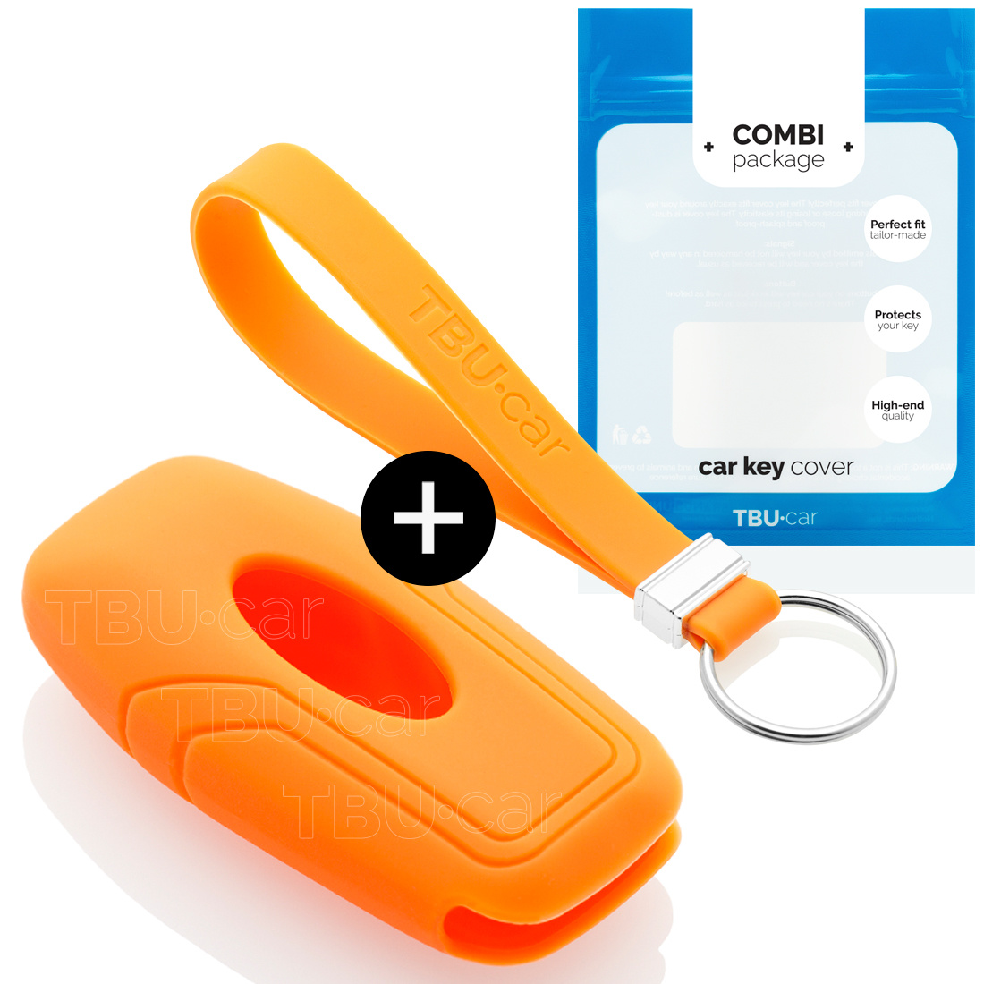 TBU car TBU car Car key cover compatible with Ford - Silicone Protective Remote Key Shell - FOB Case Cover - Orange