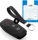 TBU car TBU car Car key cover compatible with Ford - Silicone Protective Remote Key Shell - FOB Case Cover - Black