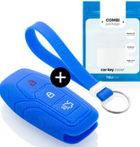 TBU car TBU car Autoschlüssel Hülle kompatibel mit Ford 3 Tasten (Keyless Entry) - Schutzhülle aus Silikon - Auto Schlüsselhülle Cover in Blau