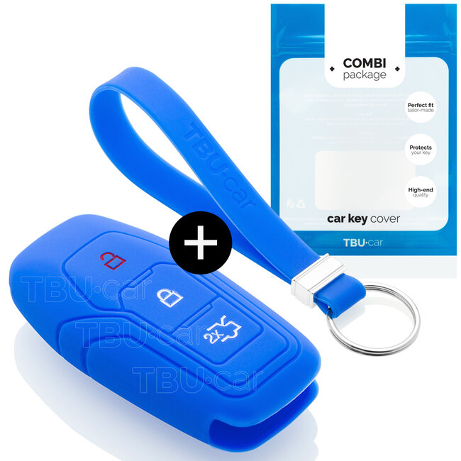 Car key cover compatible with Ford - Silicone Protective Remote Key Shell - FOB Case Cover - Blue