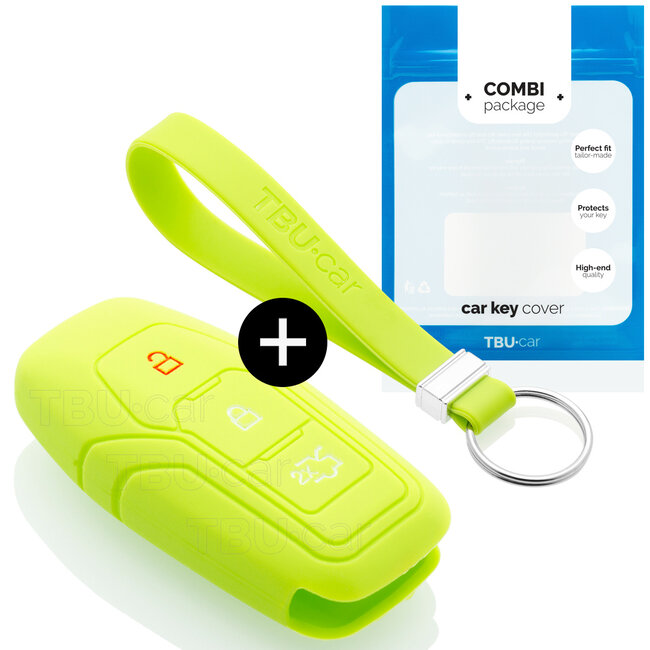 Funda Carcasa llave compatible con Ford - Funda de Silicona - Cover de Llave Coche - Verde lima