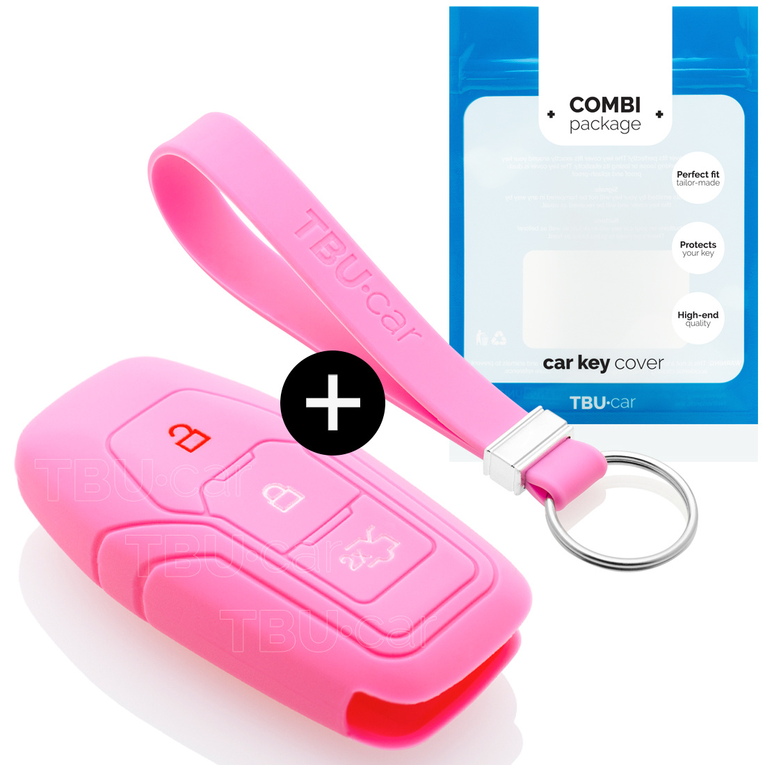 TBU car Ford Capa Silicone Chave do carro - Capa protetora - Tampa remota FOB - Rosa