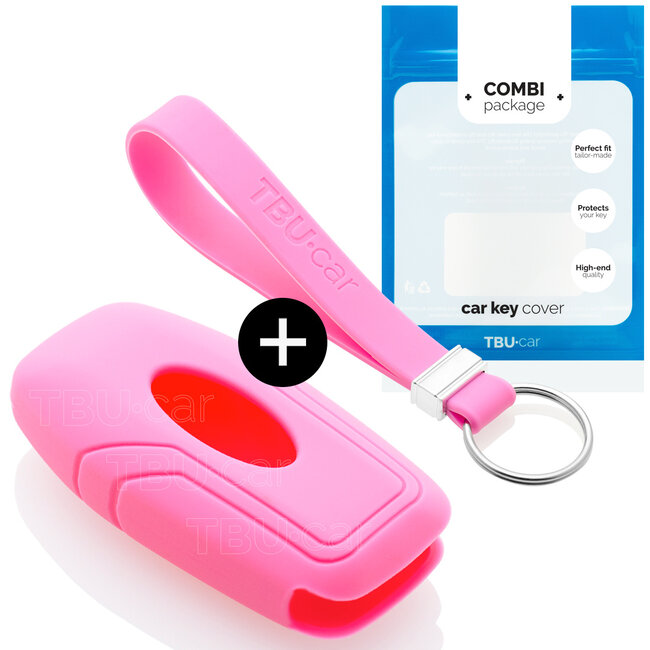 Capa para chave do carro compatível com Ford - Capa Protetora de Chave Remota de Silicone - Tampa Remota FOB - Rosa
