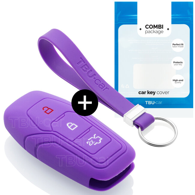 Autoschlüssel Hülle kompatibel mit Ford 3 Tasten (Keyless Entry) - Schutzhülle aus Silikon - Auto Schlüsselhülle Cover in Violett