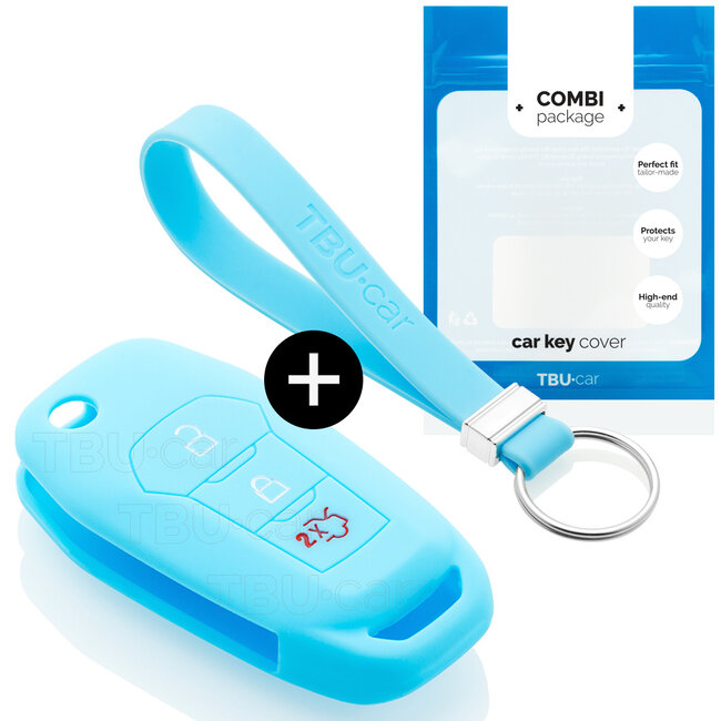 Funda Carcasa llave compatible con Ford - Funda de Silicona - Cover de Llave Coche - Azul claro