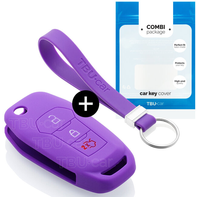 Car key cover compatible with Ford - Silicone Protective Remote Key Shell - FOB Case Cover - Purple