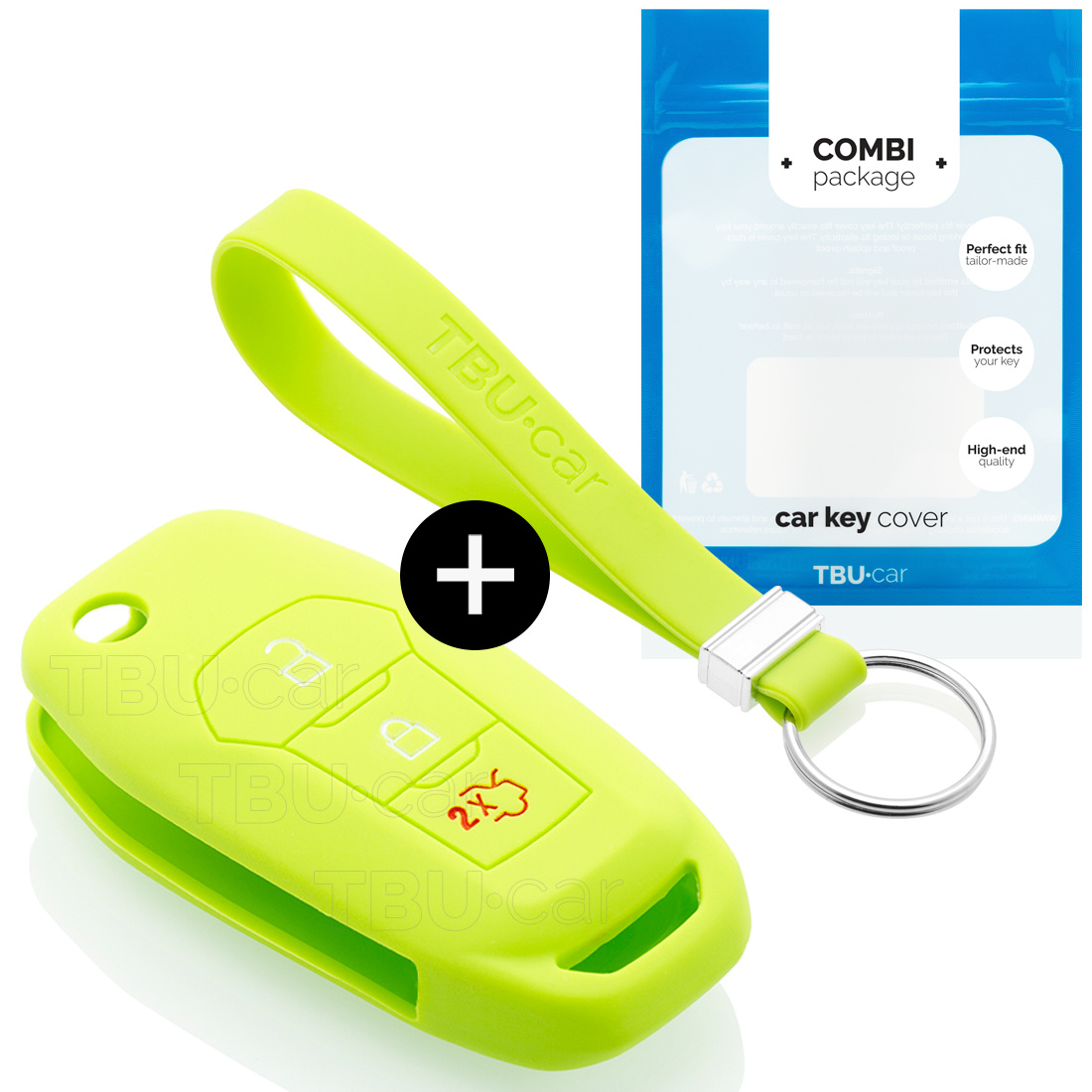 TBU car TBU car Car key cover compatible with Ford - Silicone Protective Remote Key Shell - FOB Case Cover - Lime green