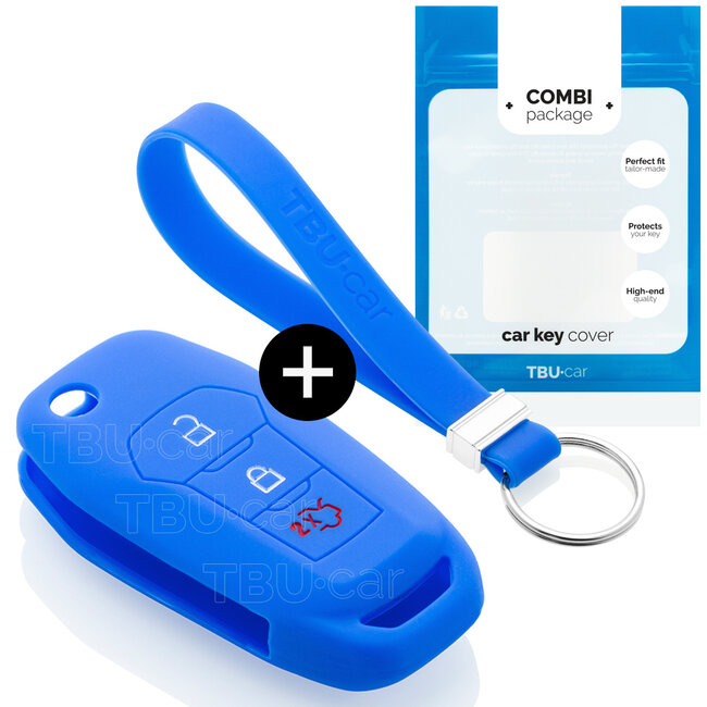 Car key cover compatible with Ford - Silicone Protective Remote Key Shell - FOB Case Cover - Blue