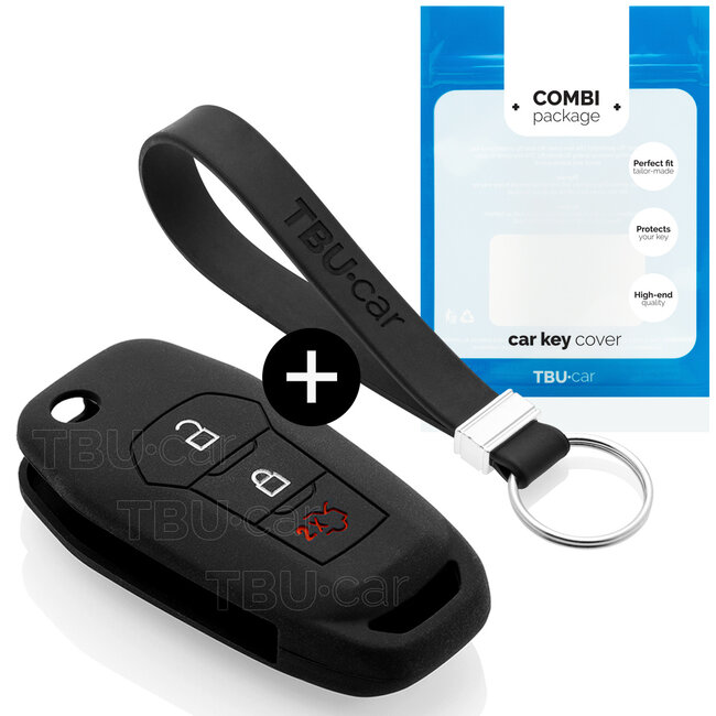 Capa para chave do carro compatível com Ford - Capa Protetora de Chave Remota de Silicone - Tampa Remota FOB - Preto