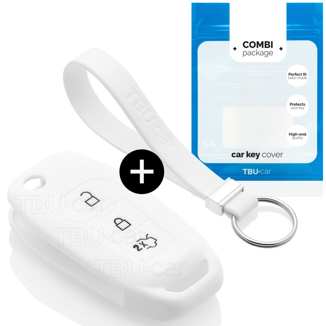 Housse de Protection clé compatible avec Ford - Coque Cover Housse étui en Silicone - Blanc