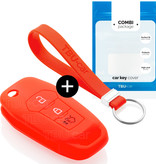 TBU car TBU car Car key cover compatible with Ford - Silicone Protective Remote Key Shell - FOB Case Cover - Red