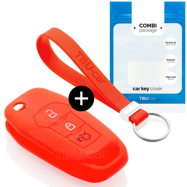 Car key cover compatible with Ford - Silicone Protective Remote Key Shell - FOB Case Cover - Red