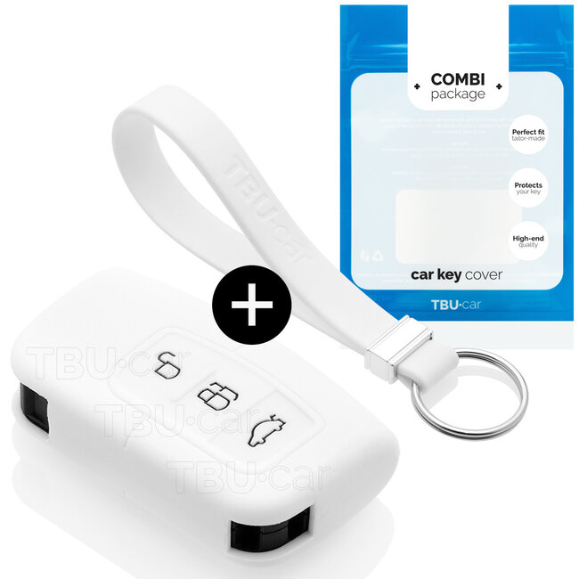 Funda Carcasa llave compatible con Ford - Funda de Silicona - Cover de Llave Coche - Blanco
