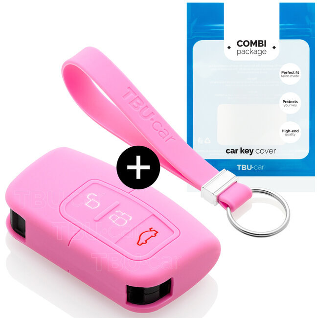 Funda Carcasa llave compatible con Ford - Funda de Silicona - Cover de Llave Coche - Rosa