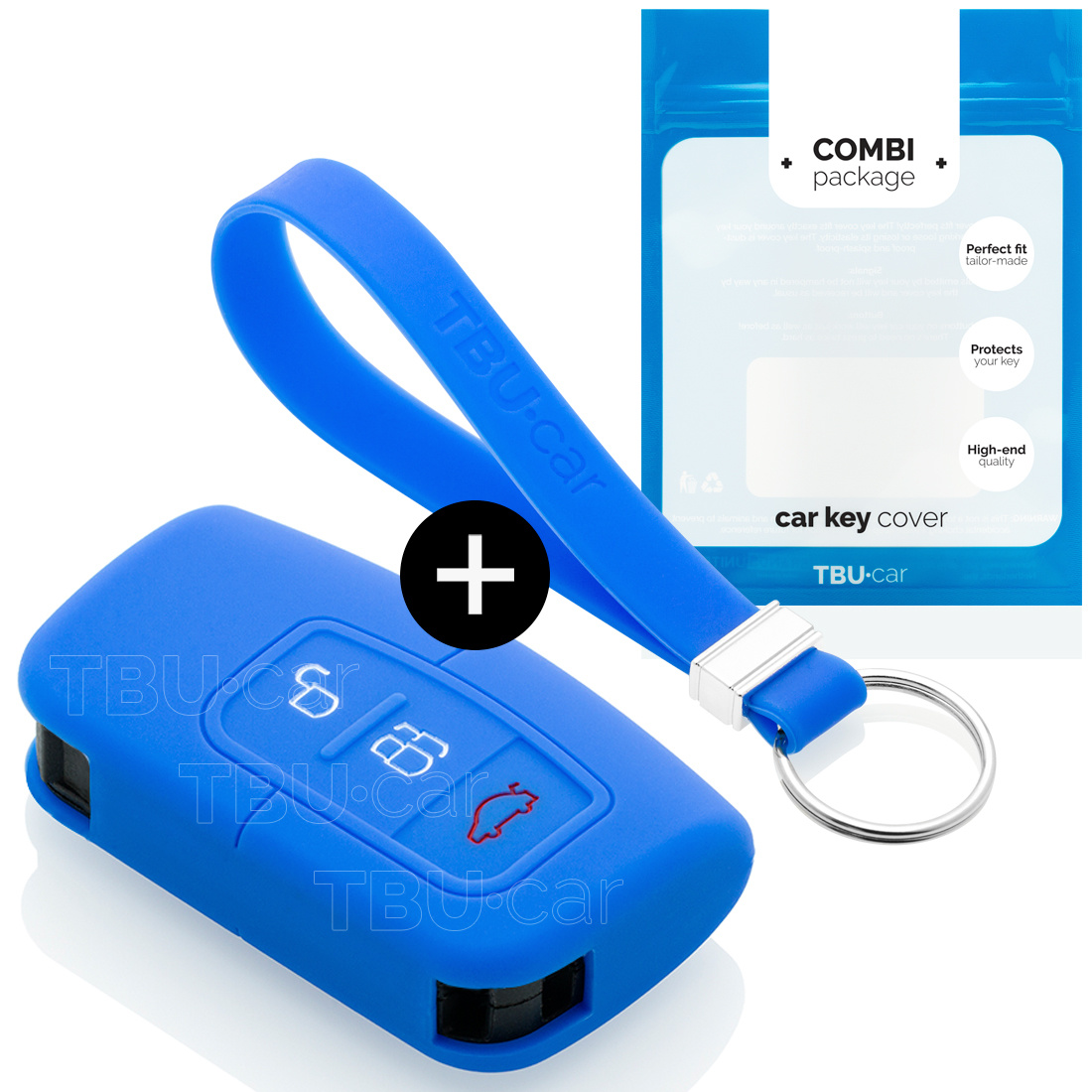 TBU car TBU car Car key cover compatible with Ford - Silicone Protective Remote Key Shell - FOB Case Cover - Blue