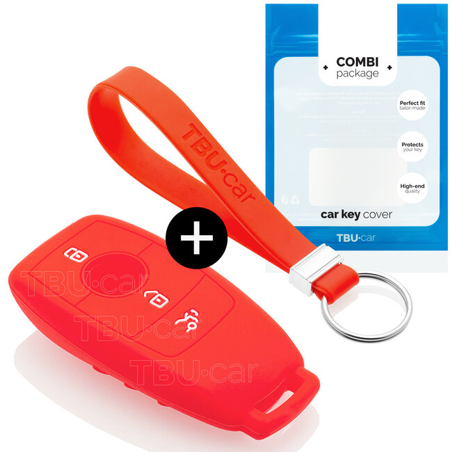 Housse de Protection clé compatible avec Mercedes - Coque Cover Housse étui en Silicone - Rouge