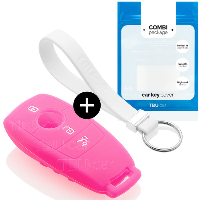 Capa para chave do carro compatível com Mercedes - Capa Protetora de Chave Remota de Silicone - Tampa Remota FOB - Fluor Rosa