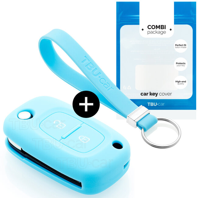 Housse de Protection clé compatible avec Mercedes - Coque Cover Housse étui en Silicone - Bleu clair