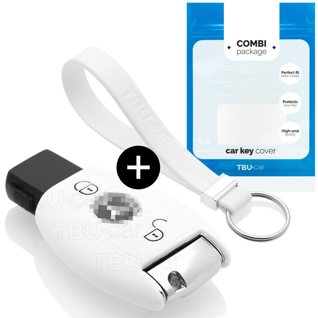 Funda Carcasa llave compatible con Mercedes - Funda de Silicona - Cover de Llave Coche - Blanco