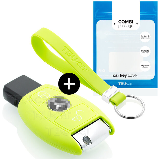 Housse de Protection clé compatible avec Mercedes - Coque Cover Housse étui en Silicone - Citron vert