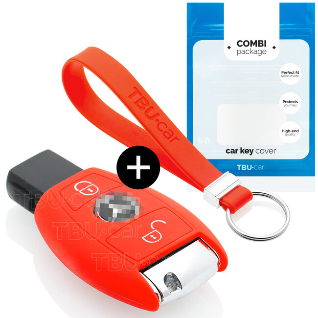Housse de Protection clé compatible avec Mercedes - Coque Cover Housse étui en Silicone - Rouge