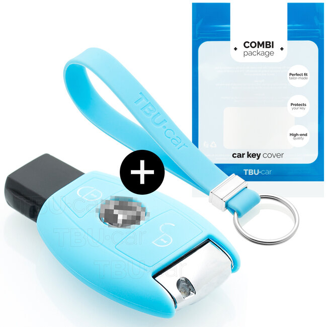Capa para chave do carro compatível com Mercedes - Capa Protetora de Chave Remota de Silicone - Tampa Remota FOB - Azul claro