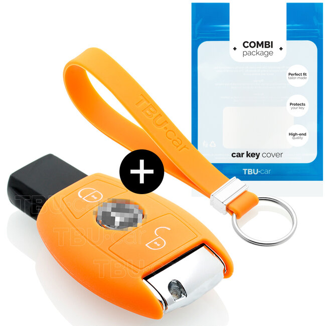 Car key cover compatible with Mercedes - Silicone Protective Remote Key Shell - FOB Case Cover - Orange