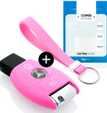 TBU car TBU car Car key cover compatible with Mercedes - Silicone Protective Remote Key Shell - FOB Case Cover - Pink