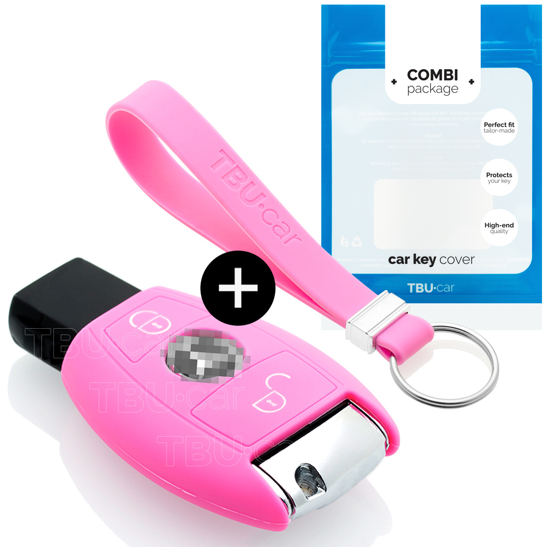 TBU car Mercedes Capa Silicone Chave do carro - Capa protetora - Tampa remota FOB - Rosa