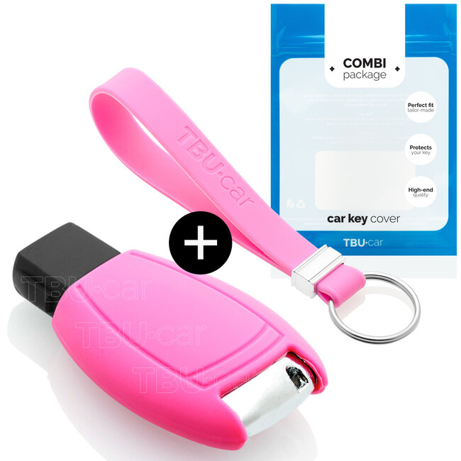 Car key cover compatible with Mercedes - Silicone Protective Remote Key Shell - FOB Case Cover - Pink