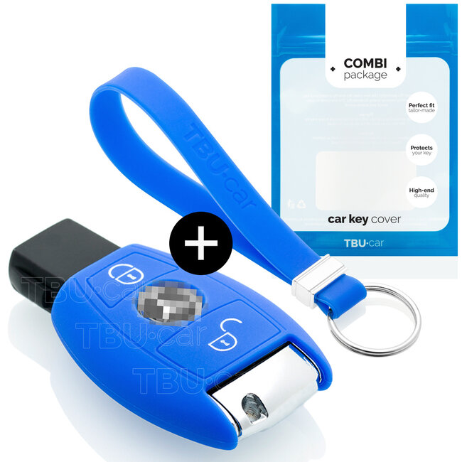Funda Carcasa llave compatible con Mercedes - Funda de Silicona - Cover de Llave Coche - Azul