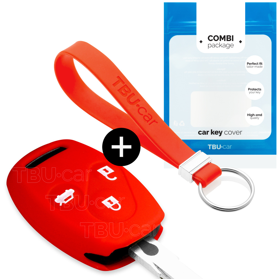 TBU car Honda Capa Silicone Chave do carro - Capa protetora - Tampa remota FOB - Vermelho