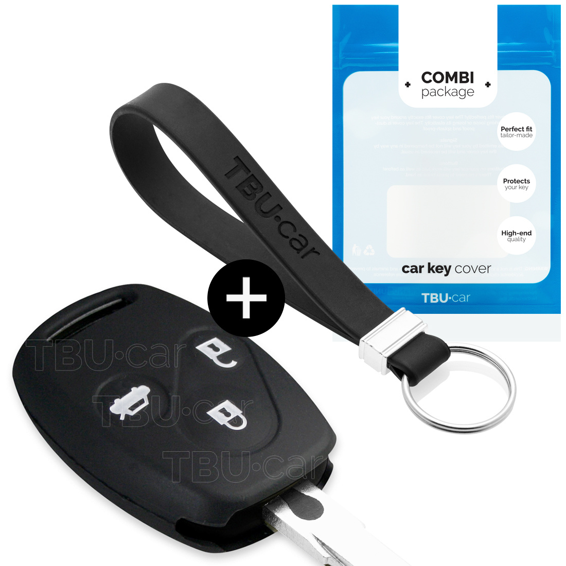 TBU car TBU car Car key cover compatible with Honda - Silicone Protective Remote Key Shell - FOB Case Cover - Black