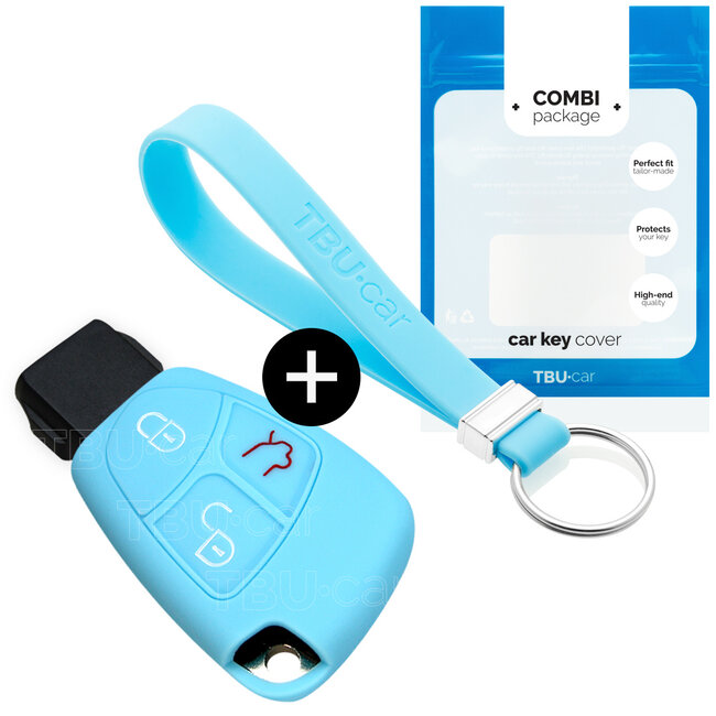 Capa para chave do carro compatível com Mercedes - Capa Protetora de Chave Remota de Silicone - Tampa Remota FOB - Azul claro