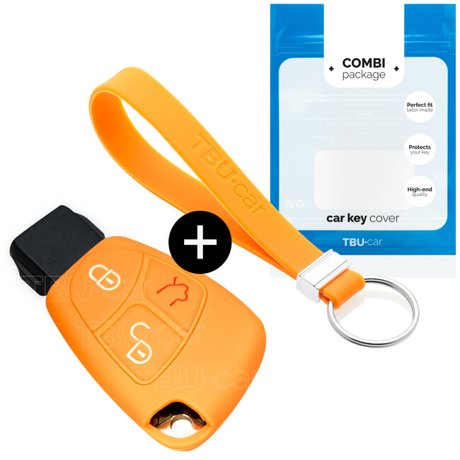 Funda Carcasa llave compatible con Mercedes - Funda de Silicona - Cover de Llave Coche - Naranja