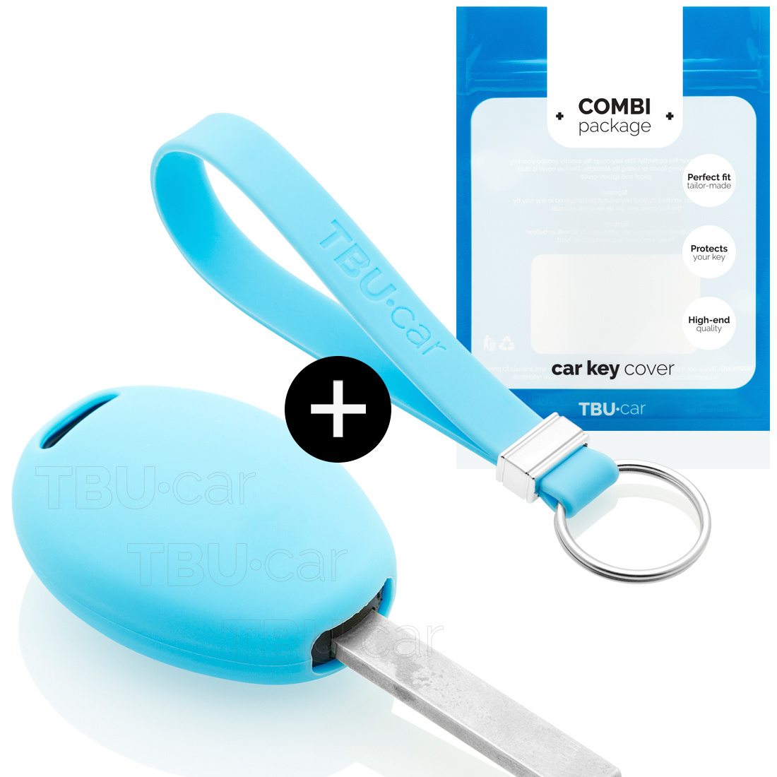 TBU car TBU car Car key cover compatible with Mini - Silicone Protective Remote Key Shell - FOB Case Cover - Light Blue