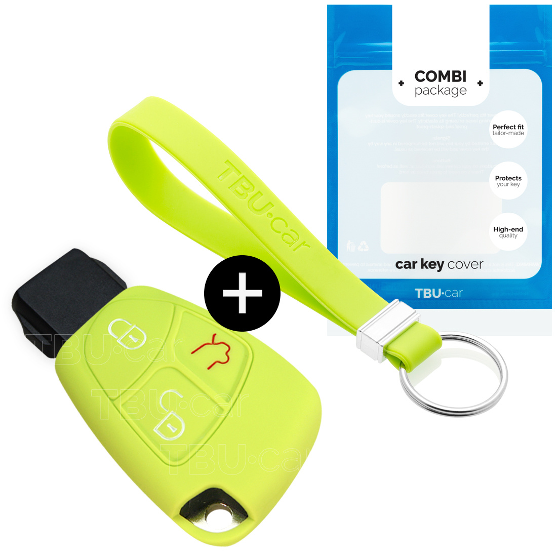 TBU car TBU car Car key cover compatible with Mercedes - Silicone Protective Remote Key Shell - FOB Case Cover - Lime green