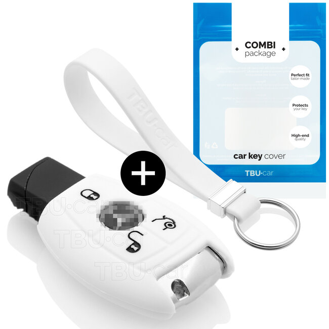 Car key cover compatible with Mercedes - Silicone Protective Remote Key Shell - FOB Case Cover - White