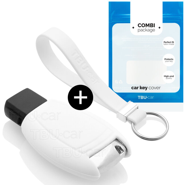 Car key cover compatible with Mercedes - Silicone Protective Remote Key Shell - FOB Case Cover - White