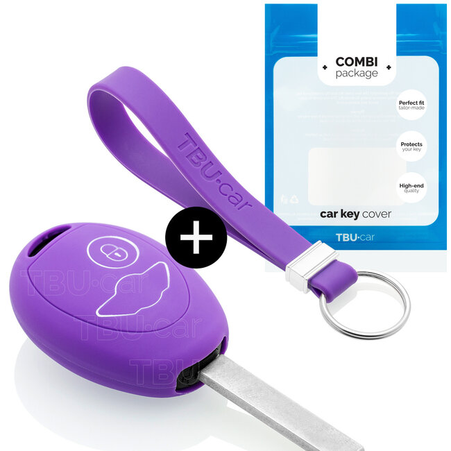 Car key cover compatible with Mini - Silicone Protective Remote Key Shell - FOB Case Cover - Purple