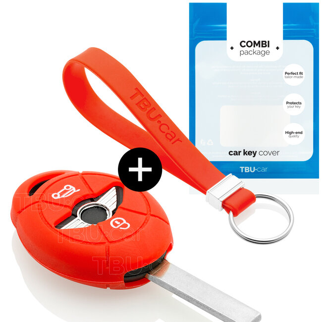 Car key cover compatible with Mini - Silicone Protective Remote Key Shell - FOB Case Cover - Red