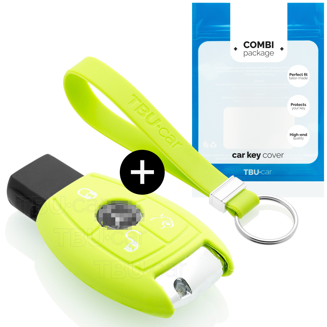 TBU car TBU car Car key cover compatible with Mercedes - Silicone Protective Remote Key Shell - FOB Case Cover - Lime green