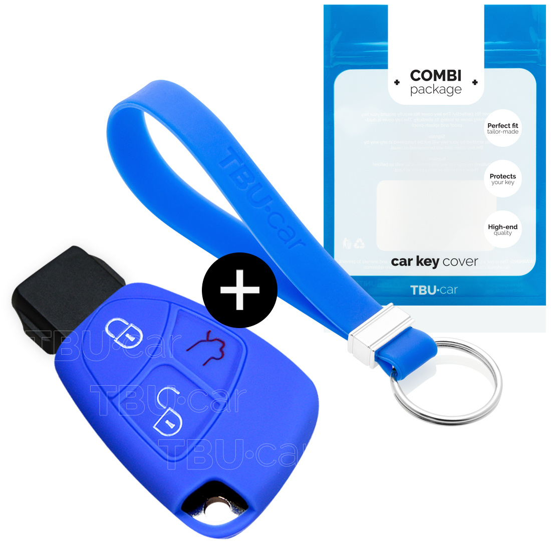 TBU car Mercedes Capa Silicone Chave do carro - Capa protetora - Tampa remota FOB - Azul