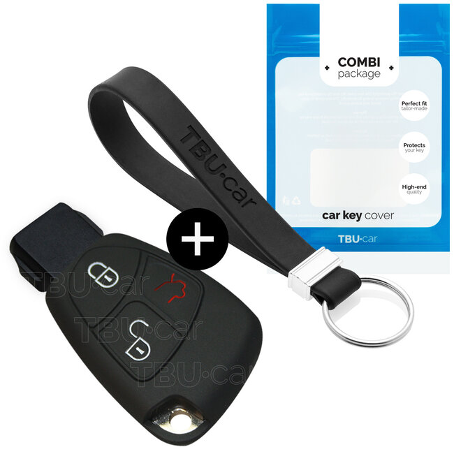 Car key cover compatible with Mercedes - Silicone Protective Remote Key Shell - FOB Case Cover - Black