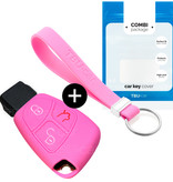 TBU car Mercedes Capa Silicone Chave do carro - Capa protetora - Tampa remota FOB - Rosa