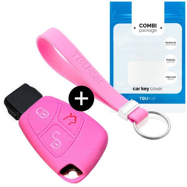 Car key cover compatible with Mercedes - Silicone Protective Remote Key Shell - FOB Case Cover - Pink