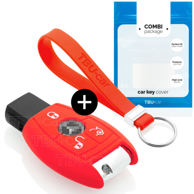 Funda Carcasa llave compatible con Mercedes - Funda de Silicona - Cover de Llave Coche - Rojo