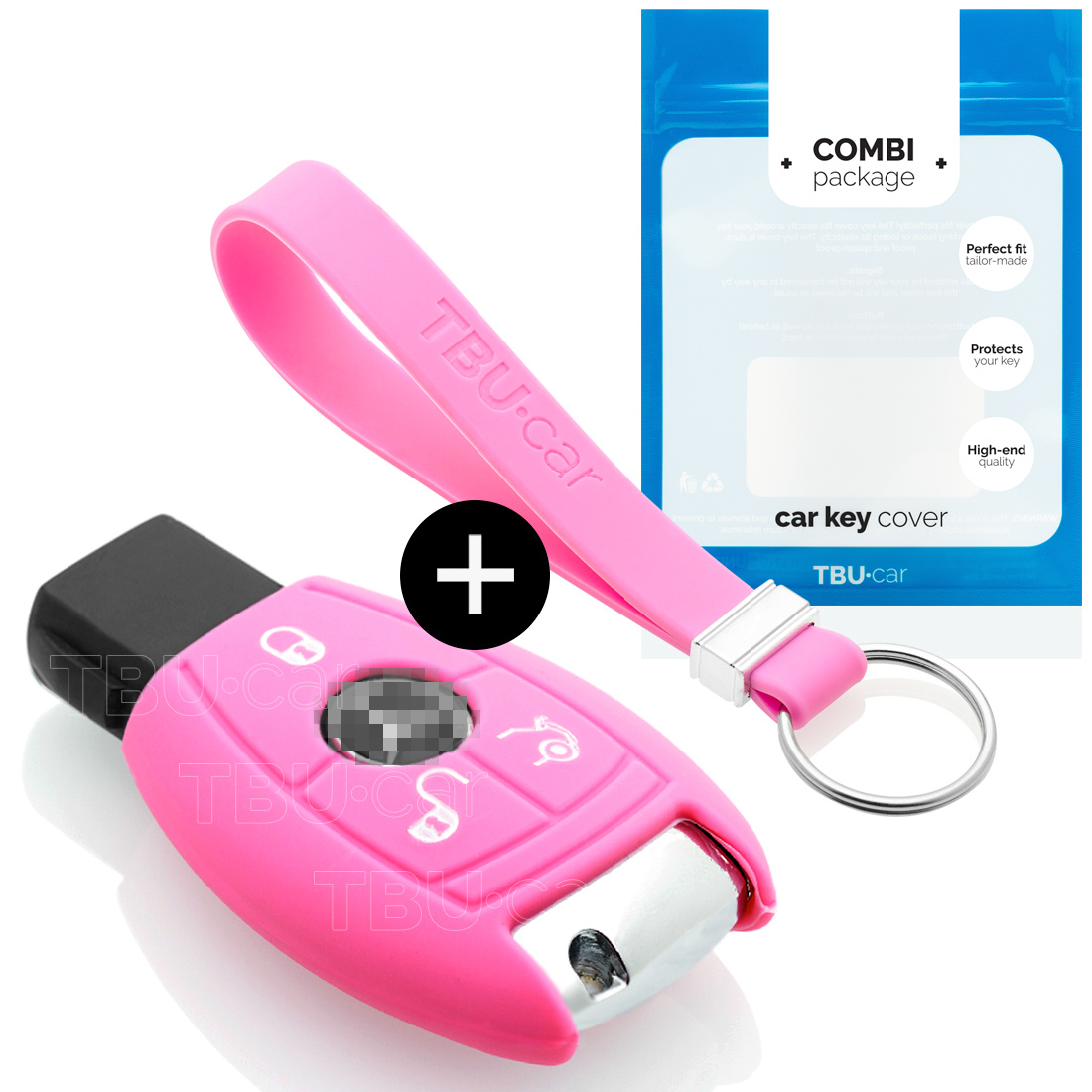 TBU car Mercedes Capa Silicone Chave do carro - Capa protetora - Tampa remota FOB - Rosa